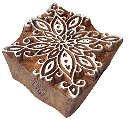 Indisch Quadrat Blume Design Hölzern Blöck Stempel - DIY Henna Stoff Textil Papier Ton Keramik Blocke Druck Stempel