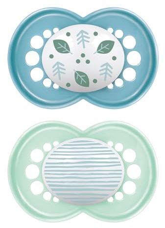 MAM Chupete, a Partir de 16 Meses, con Tetina Simétrica, Plana y Flexible de Silicona Skin Soft Silicone de Fácil Aceptación, con Caja Autoesterilizadora, MAM Original, Azul Brillante, Pack de 2uds