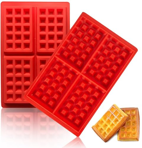 2PCS Waffeln Formkuchenform, Waffelform Für Airfryer Waffelform Silikon, Waffeln Zubehör Tortenform Eiswürfel Brotform Für Backofen Und Mikrowelle, Brotform Förmchen Backformen, 27,8x18x1,7 Cm
