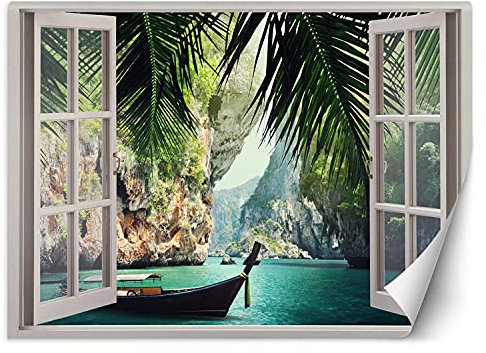 Feeby - 3d Tapete - Fensterblick - 280x200 cm, Fototapete Schlafzimmer - Deko Wohnzimmer - Wallpaper - Wand Deko - Wandtapete XXL - Tapete - Wanddeko - Vliestapete - Landschaft
