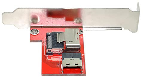 Cablecc PCI-Express 4.0 Slimline SAS SFF-8654 to Mini SAS SFF-8087 PCBA Female Adapter with Bracket