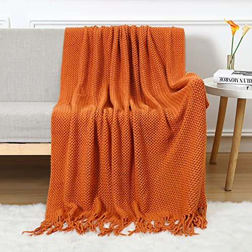 LumiSyne Strickdecke Mit Quaste Atmungsaktiv Zellulare Decke Nordisch Stil Weich Kuscheldecke Überwurf Tagesdecke Dekorative Decke Für Sofa Bett Sessel Stuhl