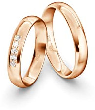 JC Trauringe Gold 333 Paarpreis Poliert I Traumhafte Eheringe 4 mm Breite I Einzigartige Partnerringe Rotgold mit Gravur in edler Schatulle I 2 Hochzeitsringe Herrenring & Damenring mit Stein I ICT08