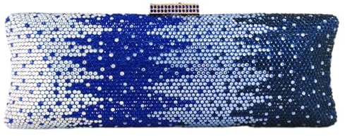 Boutique De FGG Strass Abendtaschen und Clutches Kristall-Clutch Handtasche Damen Partei Hochzeit Handtasche Braut-Clutch-Tasche, Mini, Farbverlauf Blau