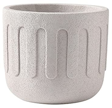 Macetas redondas de cemento esmerilado beige para interiores y exteriores, macetas de hormigón con agujeros de drenaje, adecuadas para sala de estar, dormitorio, balcón y jardín, macetas con agujeros