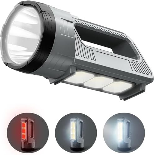 ErayLife Multifunciones Linterna Recargable de Alta Luminosidad, Foco de Mano LED 6000 Lumens Super Brillante, Potente Linterna de Búsqueda más linterna Lateral para el Hogar al Aire Libre