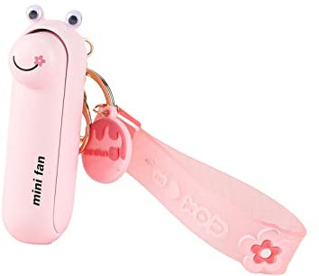Baoblaze Schlüsselanhänger-Ventilator, Kühlventilator, Mini-Ventilator mit Licht, niedlicher Taschenventilator, zusammenklappbarer persönlicher Ventilator für, Frosch Rosa
