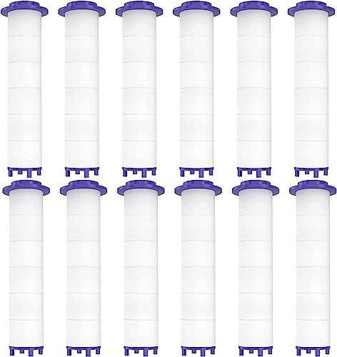 Lot de 12 filtres de douche pour pommeau de douche à main en polypropylène et coton pour eau dure éliminant le chlore et les substances nocives, 9,4 cm