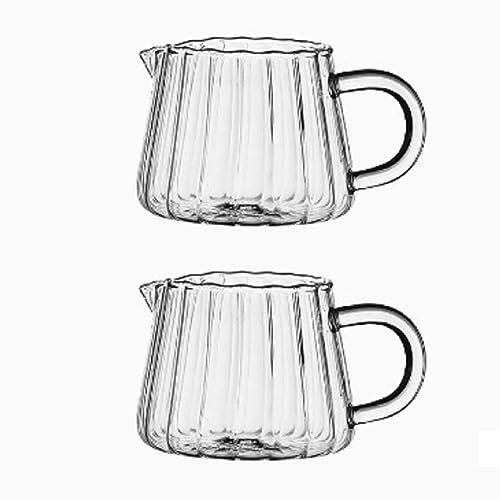 Bafnsiji 2pcs Glass Creamer, Verre Milk Jug, Tea Coffee Creamer Pitcher Dispenser, Coffee Serving Pitcher, Mini Milk Jug, Clear Jug Coffee Espresso,200ml