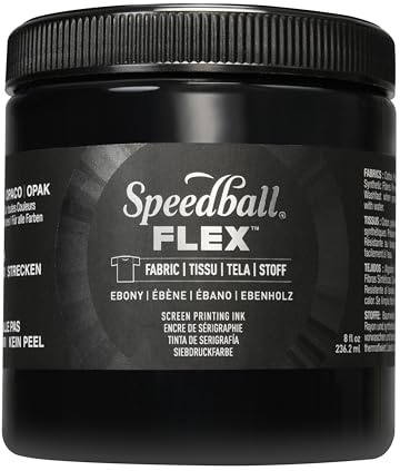 Speedball Flex Screen Printing Fabric Ink Ebony 8oz, for Home Decor, Bags, T Shirt, Essential for Artists Craft Kit