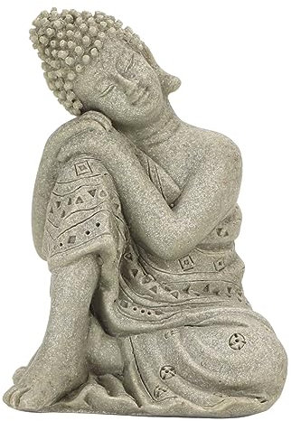 Pssopp Buddha-Statue, Sitzender Buddha, Gartendekoration, Kunstharz, Buddha-Skulptur für Zuhause, Büro, Auto, Tischdekoration (BS114F)