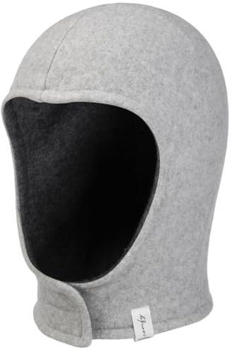 maximo GOTS Kids Soft Cotton Schlupfmütze Schalhaube Kindermütze Balaclava Damen/Herren - Made in Germany mit Futter Herbst-Winter Winter - 53 cm grau