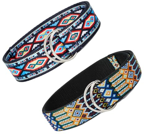 SUPERFINDINGS 2 Stück 2 Stile Polyester Gürtel Ethnischer Stil Polyester Gürtels Jacquard Bandgürtel D Ring Leinwandgürtel Unisex Gürtel Für Anzughosen Länge:1.19 m
