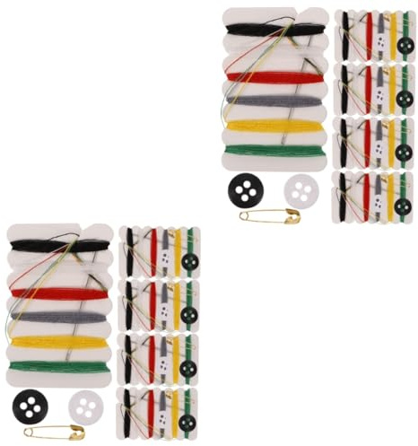 STOBOK Kit de Costura Portátil para Adultos (2 Juegos) Kit Completo para Proyectos de Costura Agujas Hilo Bordado Herramientas de Cruz 100 Paquetes