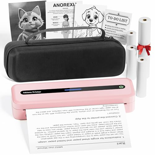 Itari Bluetooth Mobiler Drucker, Thermodrucker A4 Inkless Portable Printer- Neues Upgrade 300DPI Drucker Klein für Handy