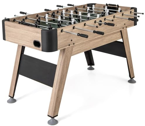 RELAX4LIFE Mesa de futbolín de 137 cm, juego de mesa de fútbol Arcade con 2 balones para niños, adolescentes y adultos, mesa de fútbol autoposante para casa, sala de juegos, roble
