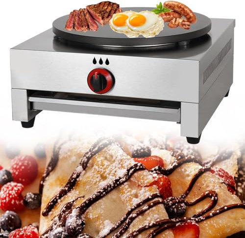 KJZQXYX Griddle & Crepe Maker, Nonstick Crepe Pan, Commercial Desktop Pancake Griddle, 40cm / 16 Inch Nonstick Cooktop (Gas)