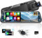 9.66 Mirror Dash Cam Front and Rear 2.5K+1080P, Car Camera with CarPlay and Android Auto, Rear View Mirror Dash Cam WDR Camera Night Vision Parking Assist Voice Control (with 64GB Card)