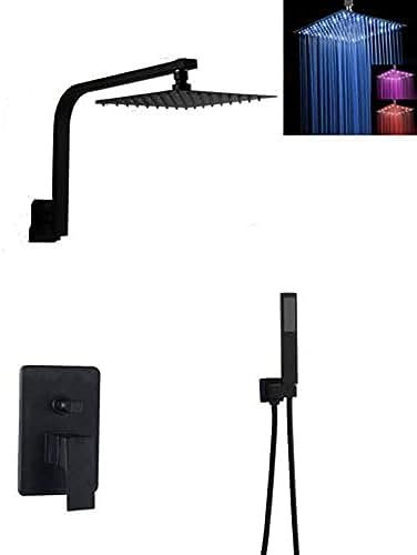 Shower Head Kit Doccia, Set Doccia Nero Rubinetto da Bagno Braccio Doccia a Parete deviatore Miscelatore Set doccetta Portatile con soffione Doccia da 8 Shower