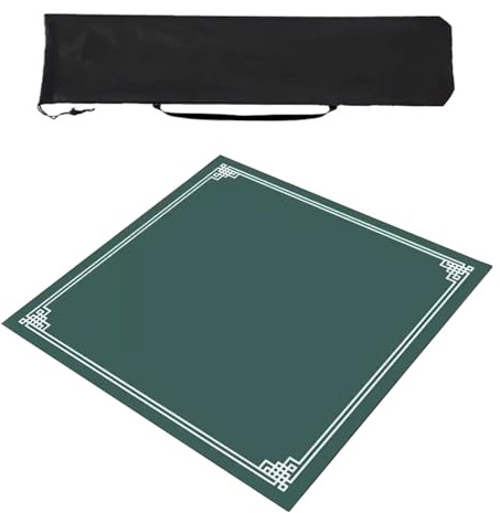 ZNQNDSR Tapis De Table Mahjong avec Sac De Rangement, Tapis De Mahjong pour Jeux De Cartes De Poker, Tapis De Jeu De Mahjong Carré Antidérapant(Green,100x100cm)