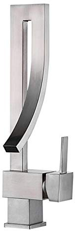 Waschbecken-Mischbatterie, Wasserfall-Badezimmer-Waschtischarmaturen, Waschbecken-Wasserhahn aus gebürstetem Messing, heißes und kaltes Wasser, Unterbau-Waschbecken, Badezimmer-Wasserhahn