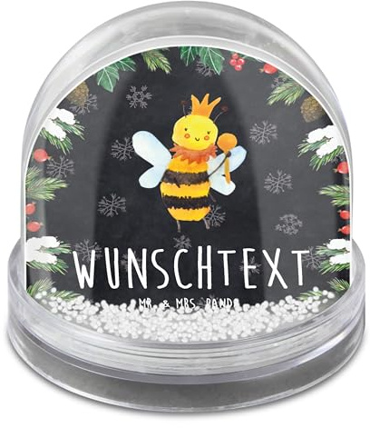 Mr. & Mrs. Panda Personalisierbare Schneekugel Biene König - Personalisierte Geschenke, Mit Namen, Individuelle, personalisiert, Selbst Gestalten