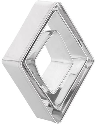 sourcing map 3Pcs Rhombus Diamond Cookie Cutters Set Assorted Sizes Stainless Steel Geometric Frame Holiday Cookie Cutters for Pastry Fondant Cake Cookie