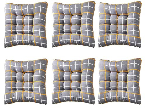 YSZBD Stuhlkissen 40x40/45x45/50x50 Mit BäNdern 6er/4er/2er Set Sitzpolster Stuhl Innen Stuhlpolster Innen Seat Cushion Dining Chair Sitzkissen FüR StüHle KüChe(#8,45x45cm6pcs)