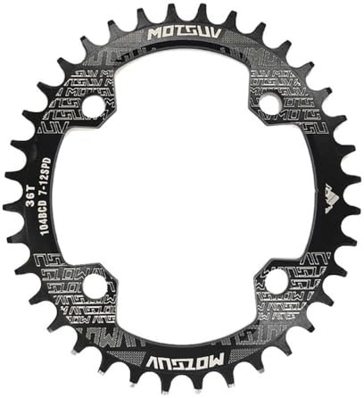 SHUNMIN Kettenblatt 104BCD Oval MTB Kettenblatt Schmale Breite Mountainbike Fahrrad 32T 34T 36T 38T Kurbelgarnitur Einzelne Zahn Platte Teile 104 BCD FahrradkettenbläTter(Black 38T Oval)