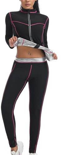 Weyot Tuta Sauna Donna, Completa Felpata Donna, Abbigliamento Sportivo Effetto Sauna Shapewear, Tuta per Sudare Dimagrante Palestra Esercizio Cardio Jogging Running Silver,M