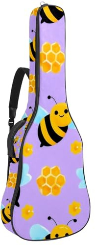 KengjuTesu 43 Zoll Akustikgitarre Softcase mit Rucksackgurt und 2 Taschen Honigwabenblau Keine Polsterung Rucksack Wasserdicht Oxford Tuch Bassgitarre Gigbag für Konzertgitarre, Mehrfarbig 4
