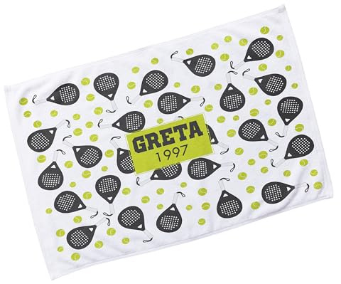 Made in Gift Toalla Deportiva Personalizada con Nombre, Regalo Original para Amantes del pádel o Tenis