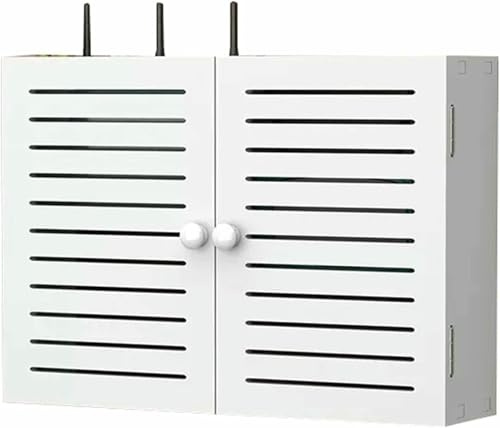 LASDERTV Extra Large WiFi Wireless Router Storage Box Cable Nizer Floating Shelf White PVC (42x11x30cm)