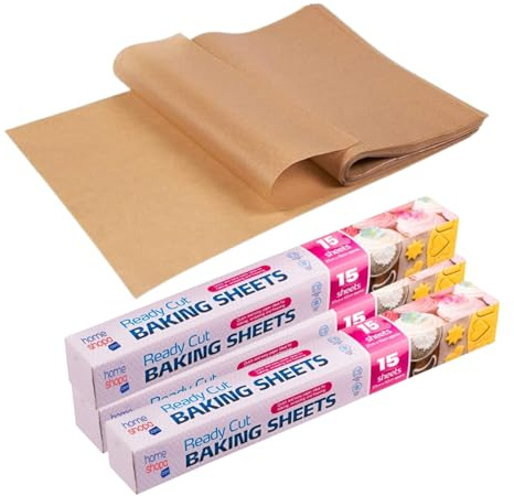HOMESHOPA 45 Pack Brown Baking Sheets, 37cm x 42cm Pre-Cut Parchment Paper for Kitchen Cooking, Non Stick Unbleached Dual-Sided, Oven Tray Liners, Perfect for Pastries, Grilling, Roasting, Frying