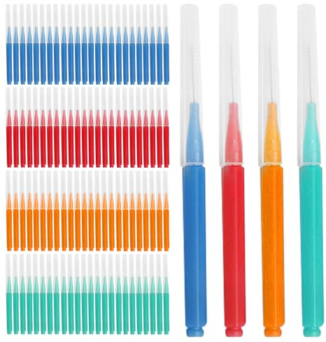 Lot de 100 brossettes interdentaires pour espaces interdentaires et gencives, 4 couleurs, brosses dentaires réutilisables, espaces interdentaires pour le nettoyage des appareils dentaires