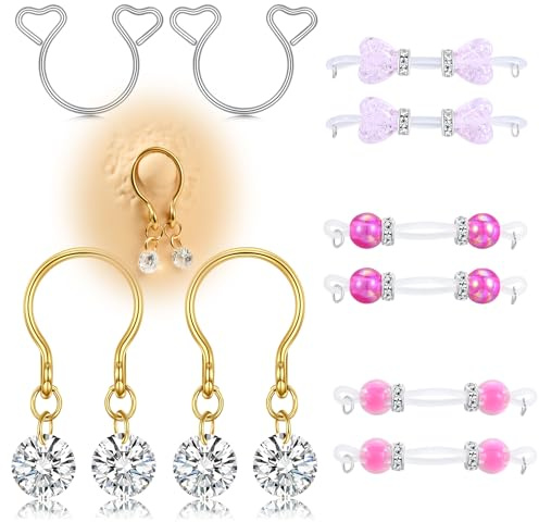 VFUN 10 anelli per capezzoli finti, realizzati a mano, per donne, in silicone con ciondolo a cuore, romantici capezzoli finti, 10 pezzi