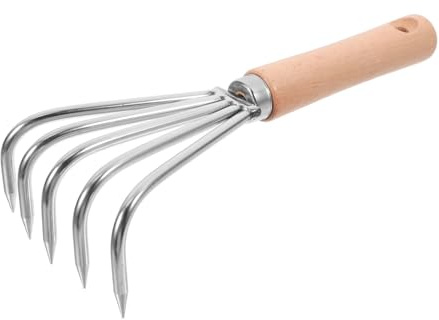 SEWACC Rastrillo de Mano Japonés Acero Inoxidable Dientes Mango Ergonómico para Jardinería Aflojar Suelo Deshierbe y Plantación Compacto Portátil