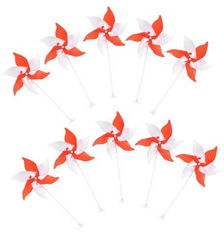 Milisten 10Pcs Colorful Garden Windmills Decorative Pinwheel Ornaments for Outdoor Lawn Patio Party Double-color Hollow Rod with Suction Cup Bright Multi-color Decorations