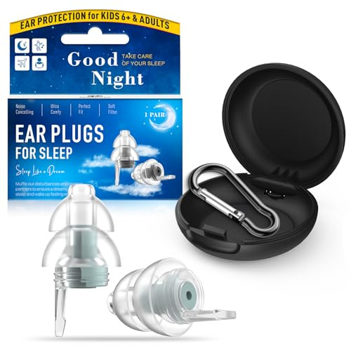 Ear Plugs for Sleep, Comfortable Reusable Noise Cancelling Earplugs, Hearing Protection for Muffling Snoring, Sleeping, Travel, Focus, Sensitivity, Side Sleepers, 31dB Noise Reduction, M, 1Pair,Grey