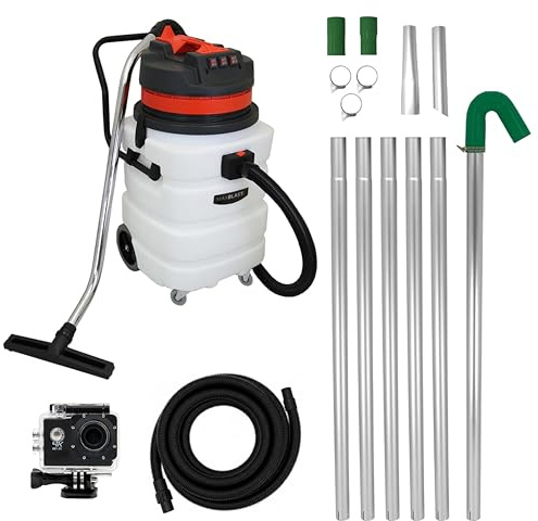 Gutter Cleaning 90L Wet & Dry Hoover 24ft Vacuum Pole Kit 1.2m - 7.2m Long Reach 5m Hose 4K Camera Real Time Inspection 4x Zoom Wide Angle 3000W Triple Motor Accessories Nozzles Carry Bag Included