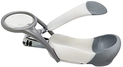 Aumotop Cortauñas para Bebés Recién Nacidos, Lupa 4X, Seguro, Plegable, Agarre Antideslizante Grande para Niños Pequeños, Juego Compacto de Cortaúñas Blanco + Gris