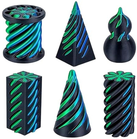6 Pcs 3D-Printed Sensory Stress Relief Pyramid Fidget Toys PC 3D Printed Mini Spiral Cone Toy 2.56x1.54x1.54 Inches 3D Printed Stress Relief Toys Set For Adults Kids Office School Or H