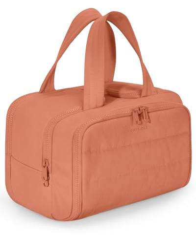 BAGSMART Trousse de Toilette Femme Voyage Vanity Grande Trousse Maquillage | 30x18x22cm Largement Ouvert/à Plusieurs Compartiments/Imperméable PVC Compartiment avec Poignée pour Valise, Sacs de Voyage