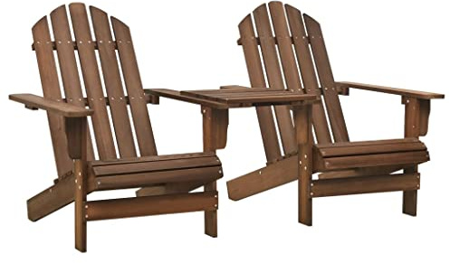 Ordellia Adirondack Chaise de Jardin en Bois Massif de Sapin Marron avec Table, Dimensions 181 x 164 x 91,5 cm, pour terrasse Balcon Patio, Assise 110 kg