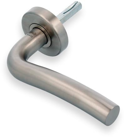 Amig - Edelstahl Türgriff 19ED mit Rosette | Ergonomisches Design | Einfache Installation | Korrosionsbeständig | Ideal für Eingangstüren, Matt, 53mm