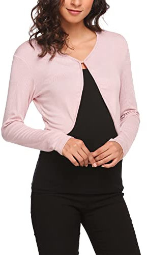 Hotouch Damen Bolero Schulterjacke Langarm festlich Pastellrosa S