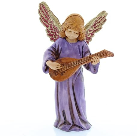 Moranduzzo Ángel con Guitarra para Belén de 11 Cm Escala 1:16 - Figuras de Belén Indestructibles - Estilo 700', Pintura Acabada a Mano, Producto Oficial, Escultor M. Landi