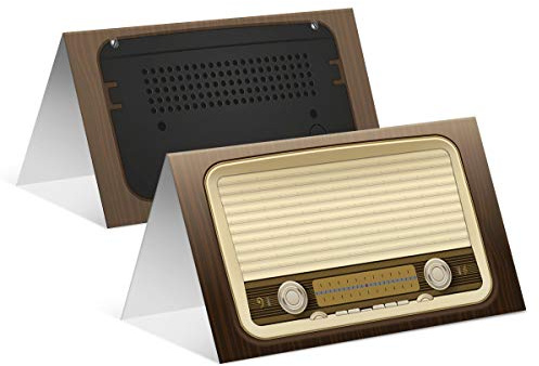 50 x Geburtstag Hochzeit Blanko Tischkarten Platzkarten Namenskarten Kärtchen - altes Radio