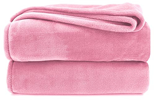heimtexland Kuscheldecke flauschig Flanell Wohndecke warm Oekotex Tagesdecke Überwurf Sofadecke fusselfrei Fleecedecke Super Soft XXL Decke 220x240 cm Typ380 Rosa