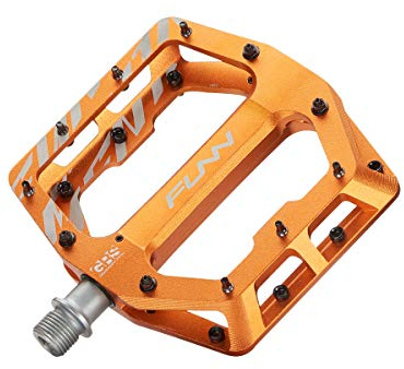 Funn Pedali Flat Funndamental - Pedali larghi a piattaforma per BMX/MTB, Grip regolabile per una stabilità eccezionale, Asse CrMo da 9/16 pollici (Arancione)